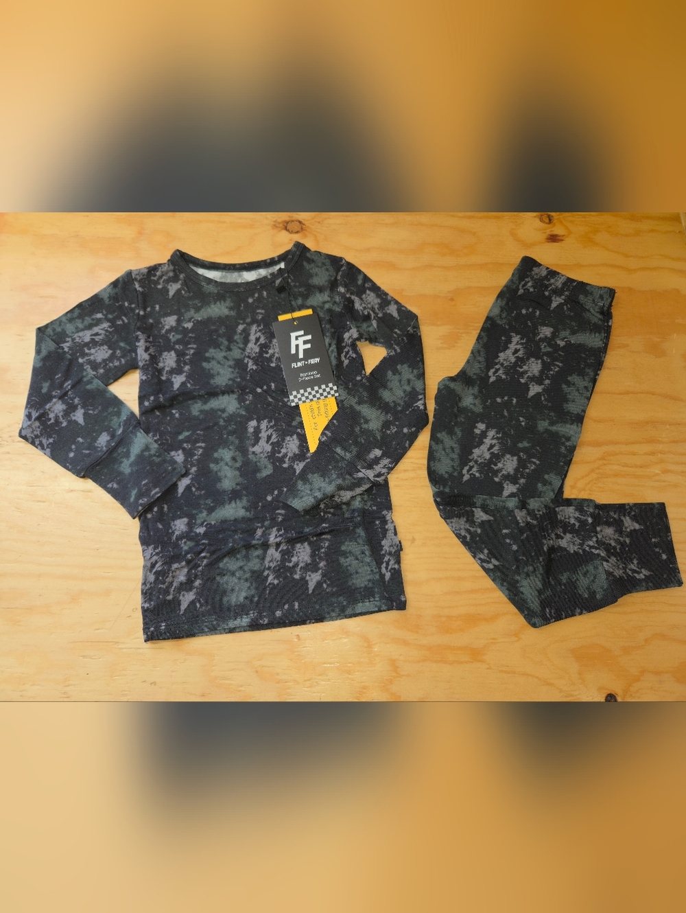 Flint + Fray 4T Bamboo Pajama Set Long-sleeve Shirt & Pants- Pixilated Camo